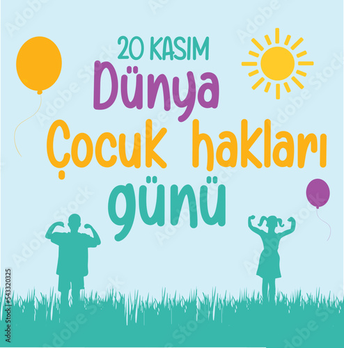 20 november children's rights day. turkish: 20 kasim cocuk haklari gunu photo