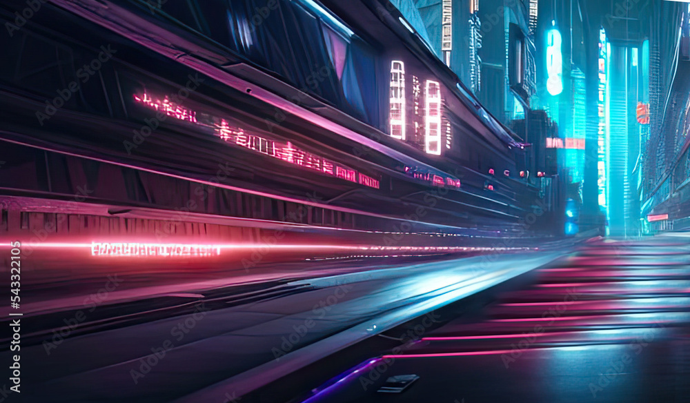 Cyberpunk spacepunk futuristic high-tech city night landscape ...