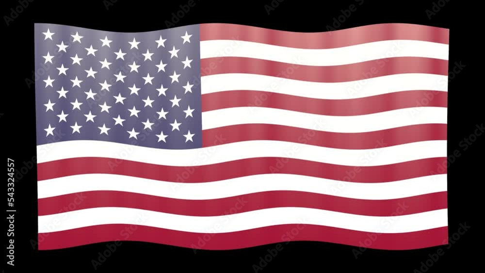 Animation du drapeau des Etats Unis d'Amérique flottant au vent