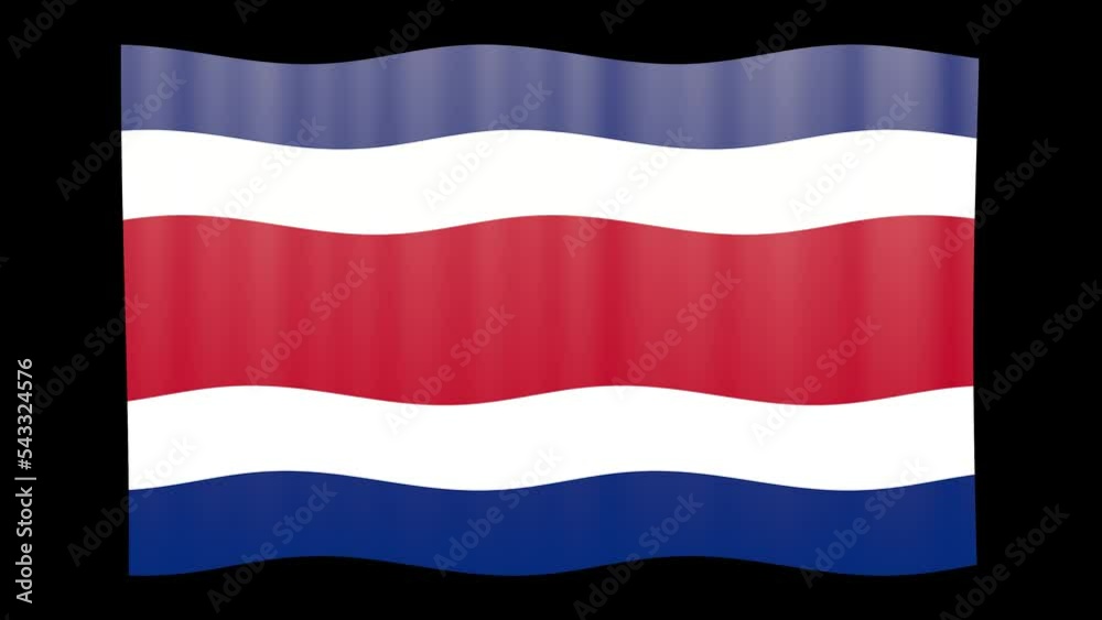 Animation du drapeau du Costa Rica flottant au vent