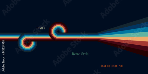 Retro style dark background with colorful simple circle stripes lines vintage design