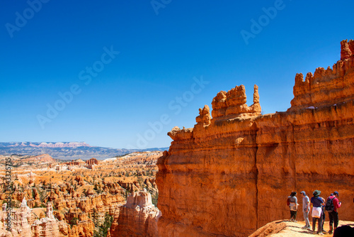 Hoodoos and rock formations. Unique rock formations from sandstone made by geological erosion in Bryce canyon, Utah, USA