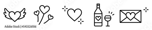 Conjunto de iconos de amor. San Valentín, cita romántica. Ilustración vectorial