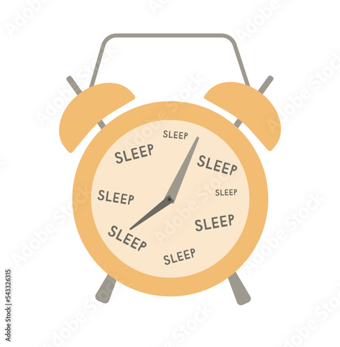 Alarm clock with words SLEEP on white background