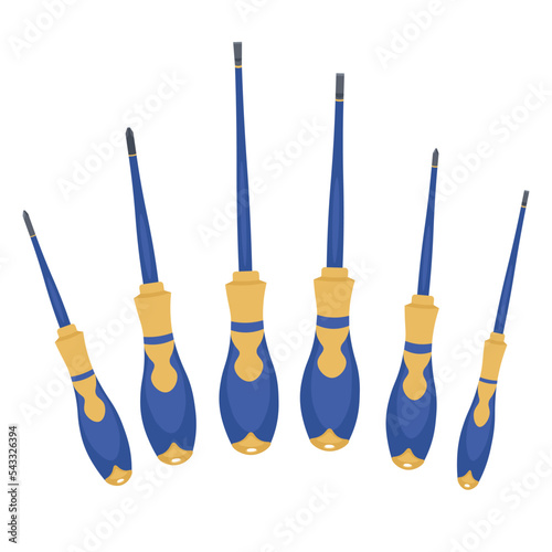 Set of screwdrivers on whit...