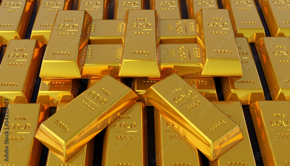 3d rendering of pure gold bullion very much on black background 3d rendering of pure gold bullion very much on black background