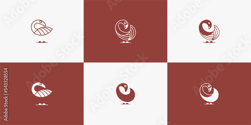 flag icons set with birds