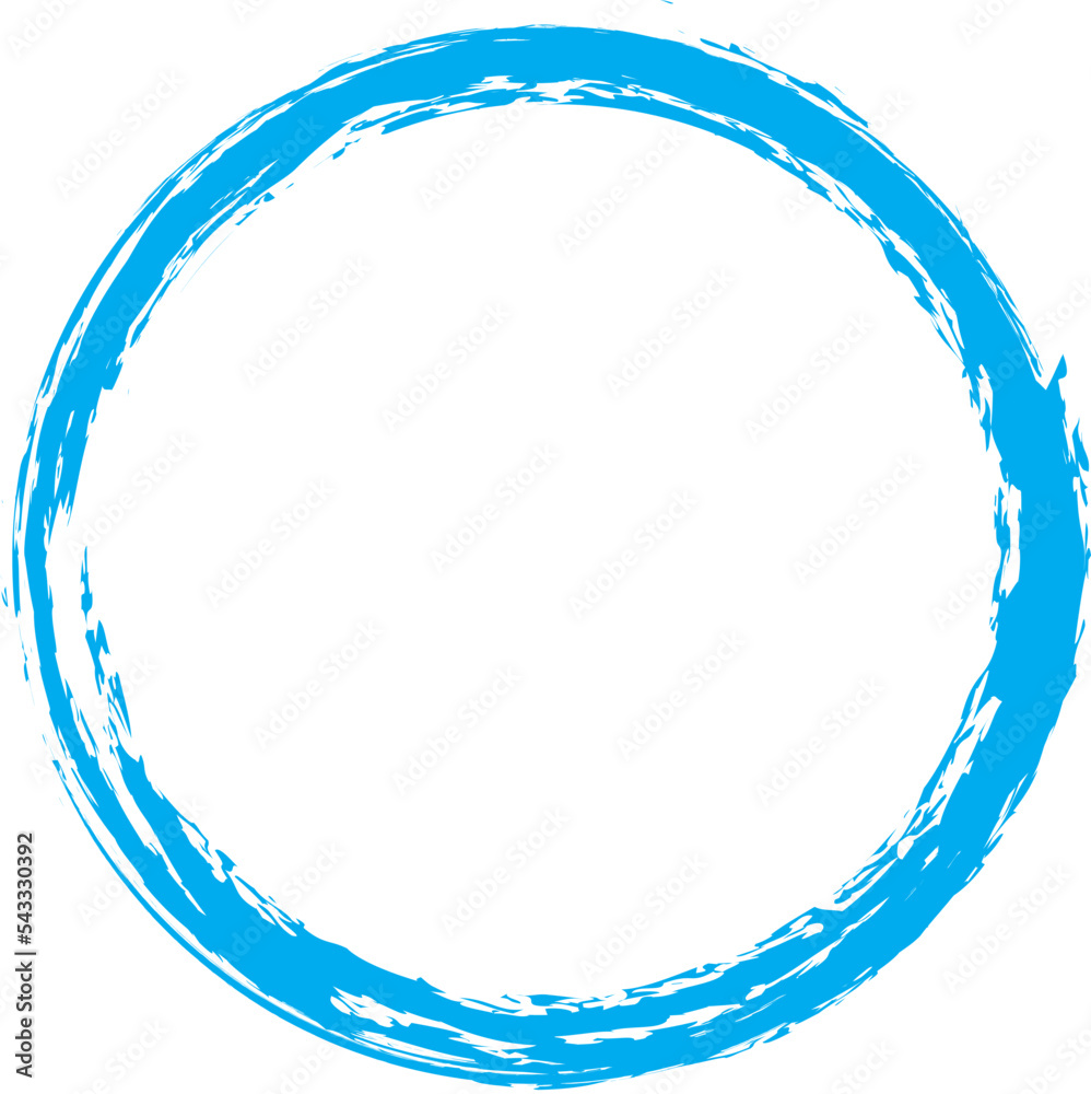 Blue circle brush stroke vector isolated on white background. Blue enso ...
