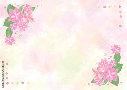 角にピンク色の花を飾った優しい背景 © mizore