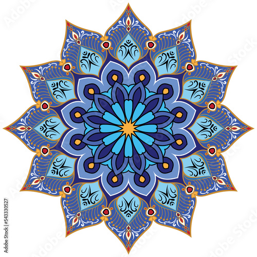 Blue color unique mandala flower.