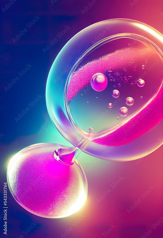 Cosmetic Essence Liquid with molecule inside Bubble, cosmetic product advertising background, 3d rendering.