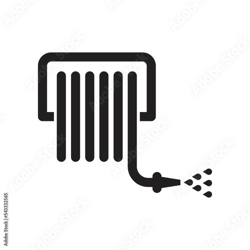 Watering hose icon design. Fire Hose Reel Black Icon, Vector Illustration, Isolate On White Background 