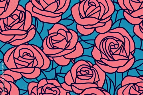 Bouquet of roses. Sketch. Seamless pattern. 2d illustrated illustration.