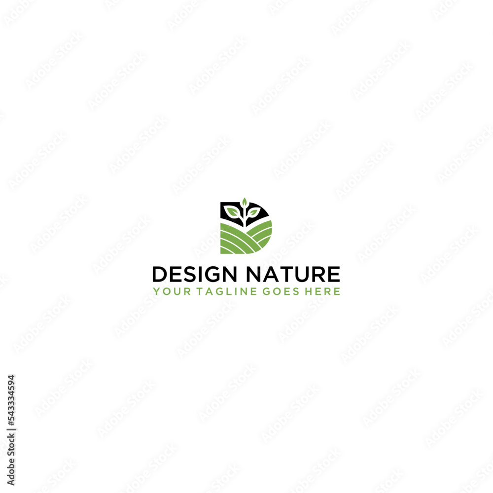 D logo initial letter design template vector with leaf combination D logo initial letter design template vector with leaf combination