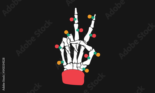 Skeleton Hand Christmas Light Vector