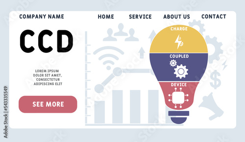 CCD - Charge-coupled device acronym. business concept background.  vector illustration concept with keywords and icons. lettering illustration with icons for web banner, flyer, landing 