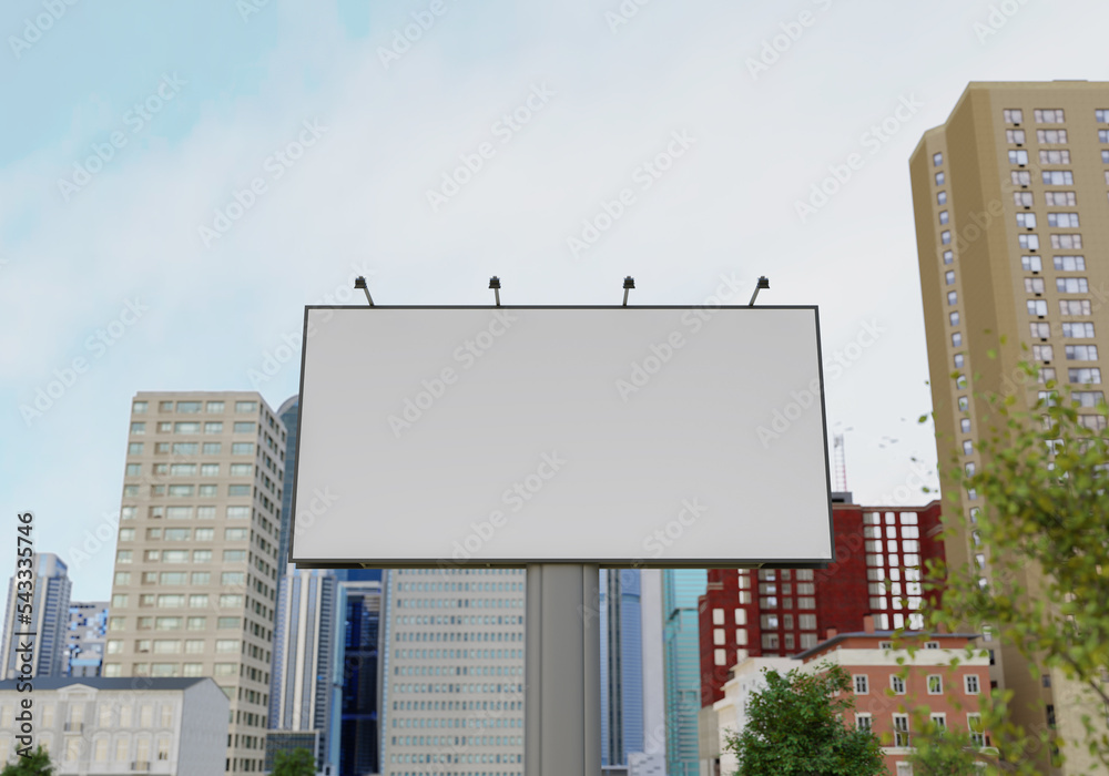 Obraz premium 3D mockup blank billboard in downtown rendering