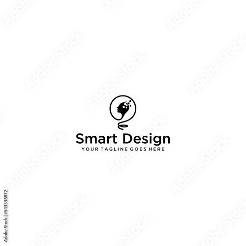 human head bulb lamp logo vector idea smart