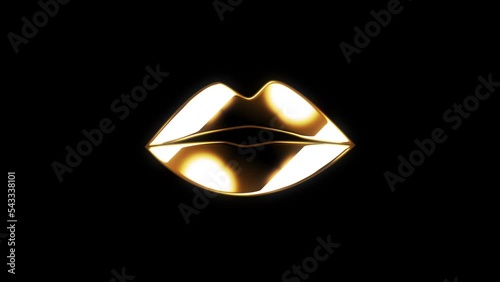 Gold lips on black background