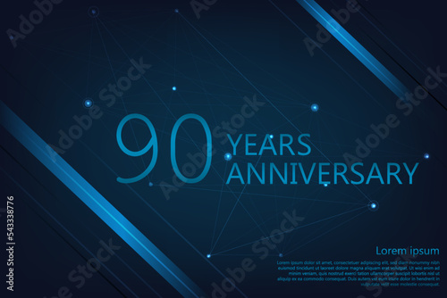 90 years anniversary geometric banner. Poster template for celebrating anniversary event party. Vector illustration
