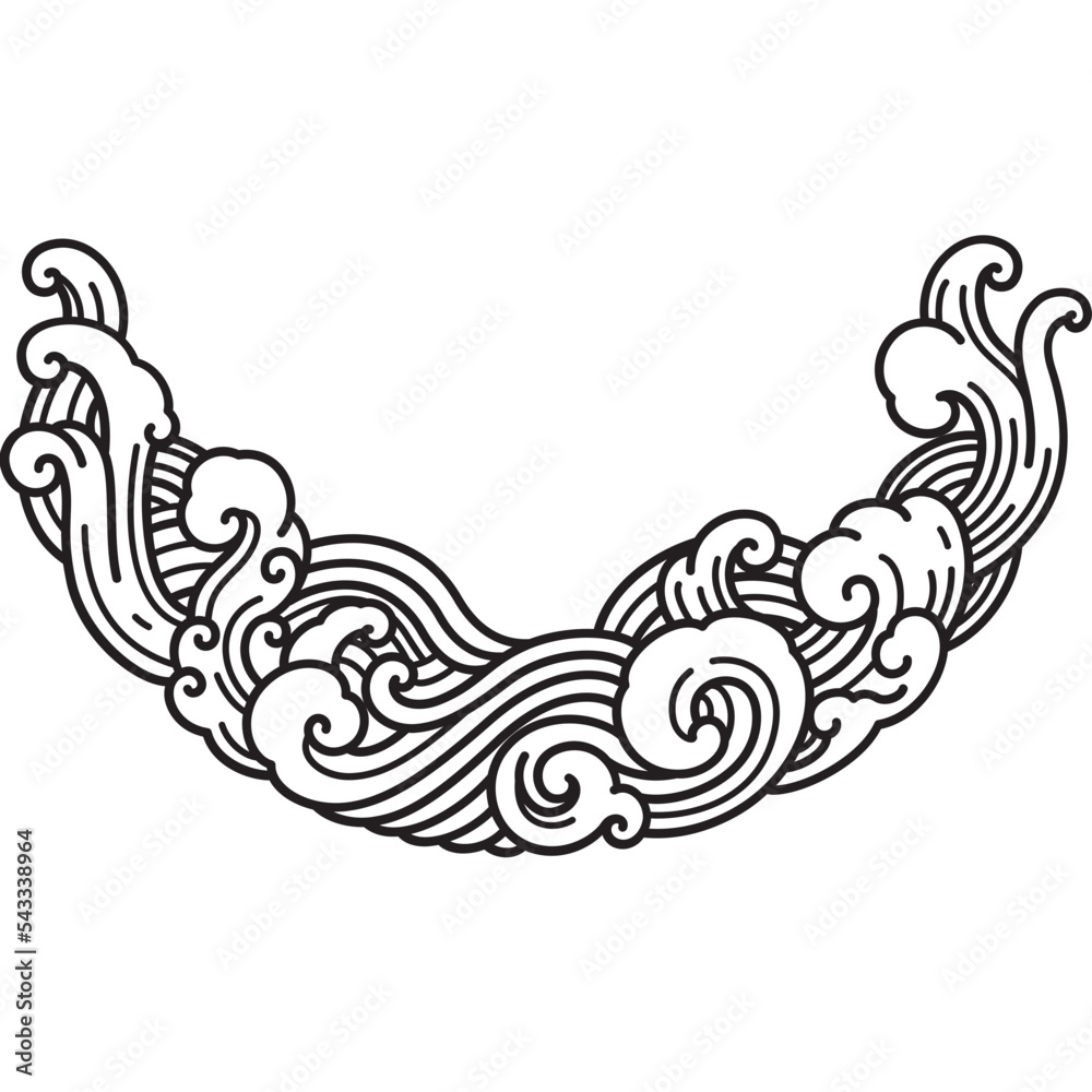 water line art divider and frame border illustration Stock Vector