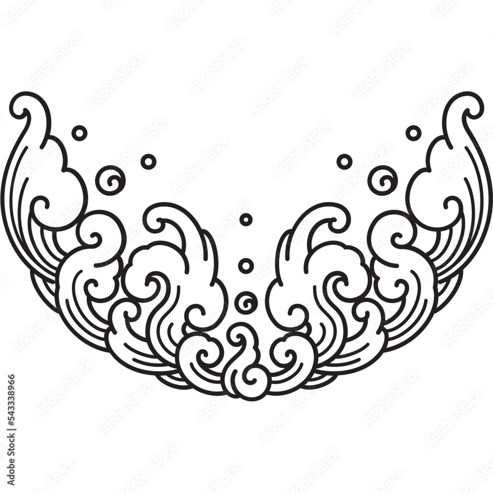 water line art divider and frame border illustration Stock Vector