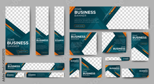 Business banners design web template Set, Horizontal header web banner. Modern cover header background for website design, Social Media Cover ads banner, flyer, invitation card
