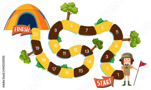 Maze game template in camping theme for kids