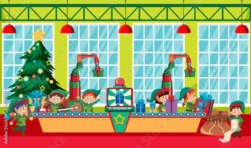 Elves making Christmas presents