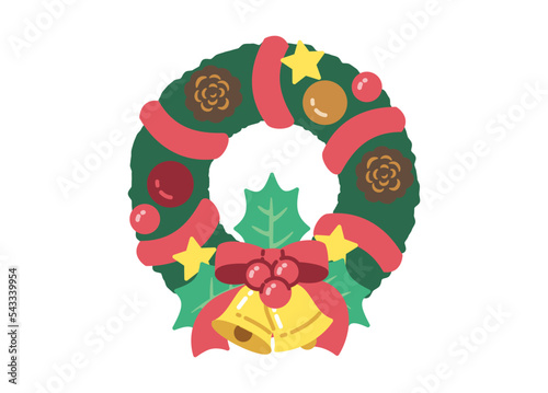 クリスマスリースのイラスト／線画なし