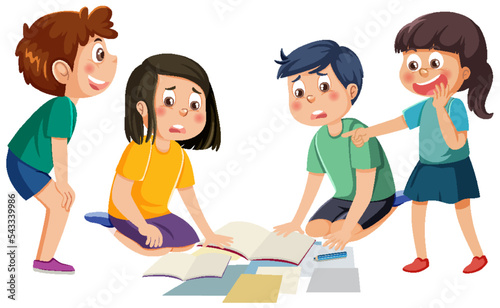 Bullying kids cartoon character