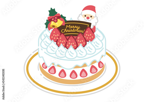 クリスマスケーキのイラスト／線画なし／PNG