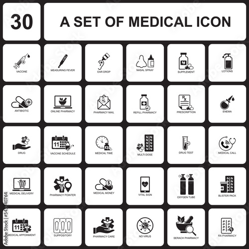 a set of medical icon , a set of pharmacy icon