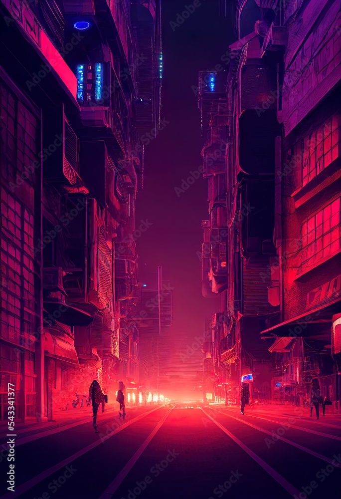 Cyberpunk Night Time Street Background Stock Photo, Picture and Royalty  Free Image. Image 211366195.