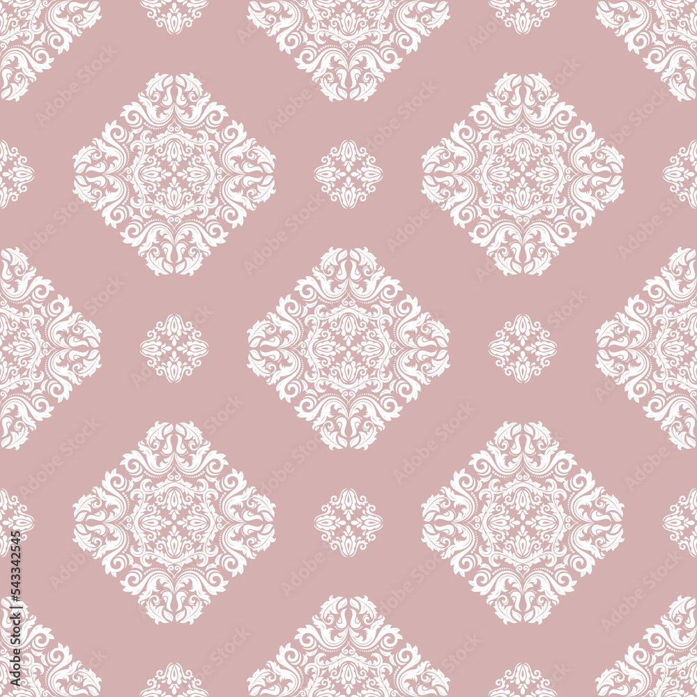Orient vector classic pattern. Seamless abstract background with vintage elements. Orient purple and white pattern. Ornament for wallpapers and packaging