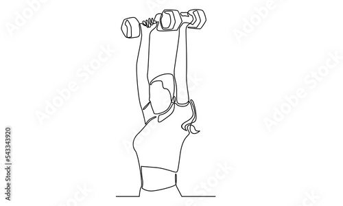 Continuous Line of woman holding a dumbbell