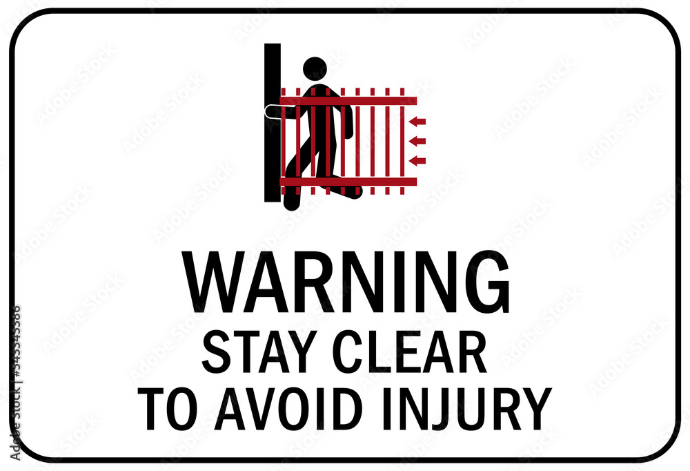 Parking lot garage sign and label beware of moving gate Parking lot garage sign and label beware of moving gate