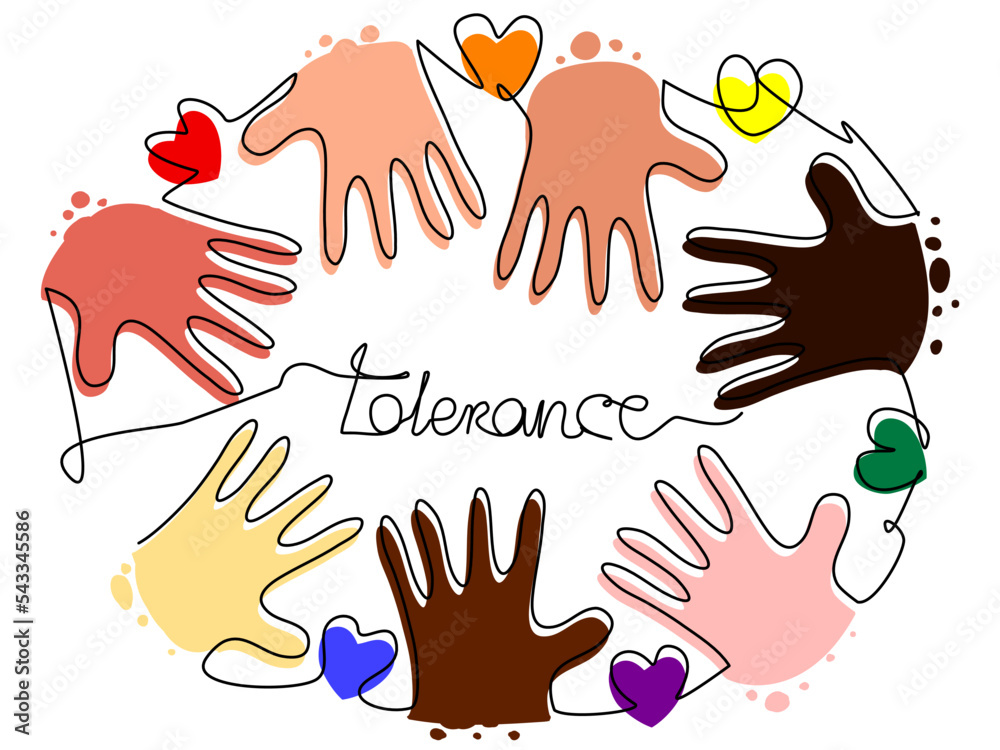 Tolerance palms in one line on a white background. The concept of ...