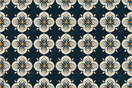 Retro seamless pattern with french fleur de lys flowers for vintage or heraldic design photo