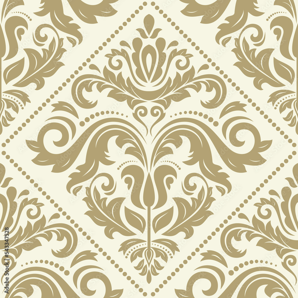Classic seamless vector pattern. Damask orient golden ornament. Classic vintage background. Orient pattern for fabric, wallpapers and packaging