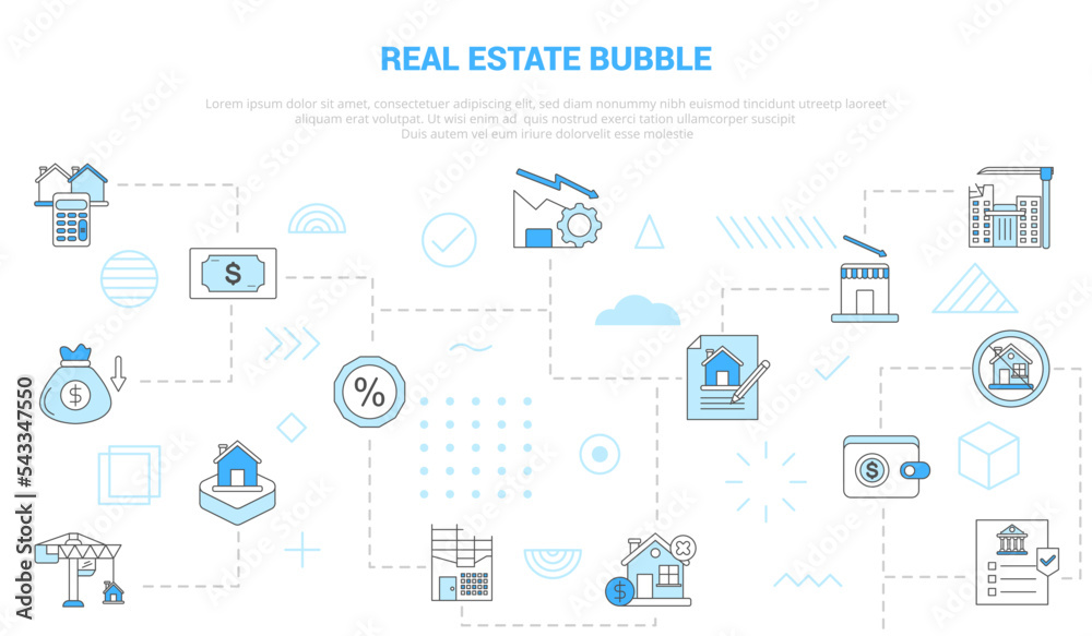 real estate concept with icon set template banner with modern blue color style