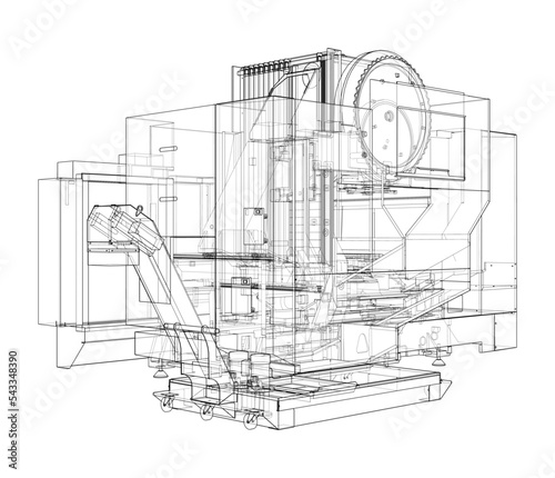 Metalworking CNC milling machine. Vector