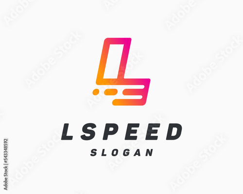 Letter L Speed Fast Dynamic Motion Shipment Express Forward Delivery Monogram Vector Logo Design