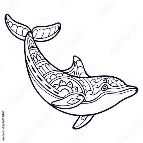 Dolphin cartoon mandala arts isolated on white background