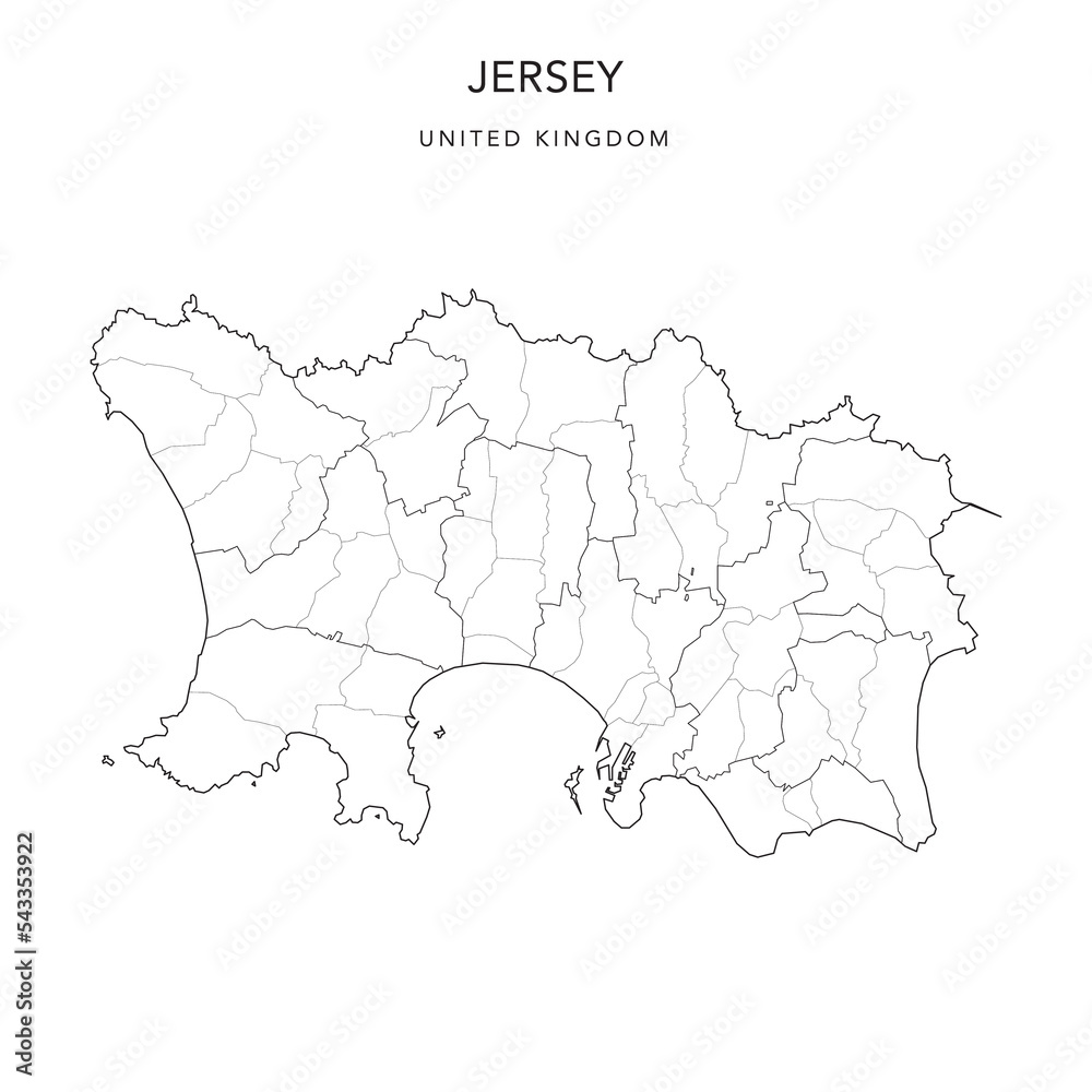Administrative Map of Jersey with Parishes, Vingtaines and Cueillettes ...