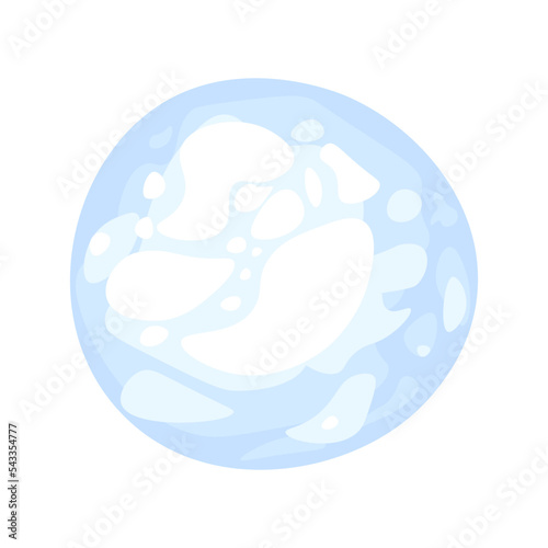 A white precise snowball in cartoon style. Isolated clipart