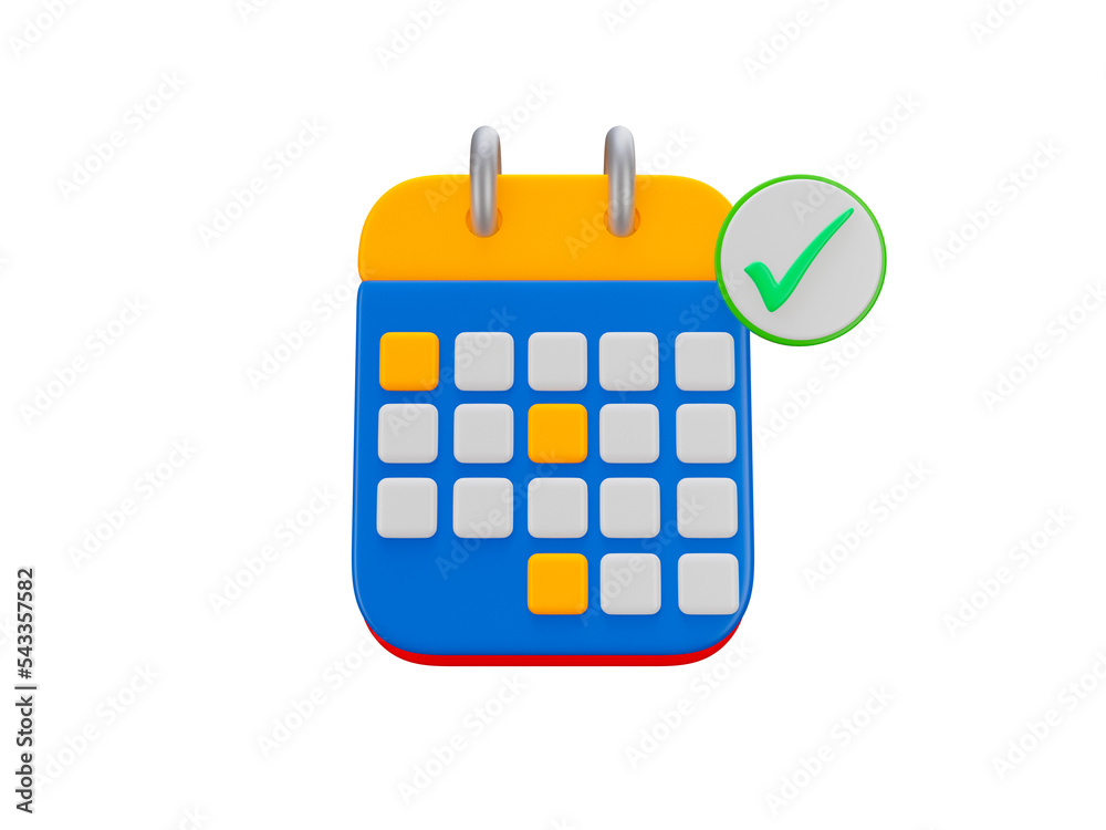 3d calendar reminder planner with check mark in date icon isolated cutout 3d calendar reminder planner with check mark in date icon isolated cutout