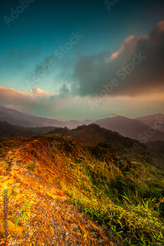 Landscape view during morning, sunrise mountain at Genting Highlands, PahangBackground for wallpaper use and browser.