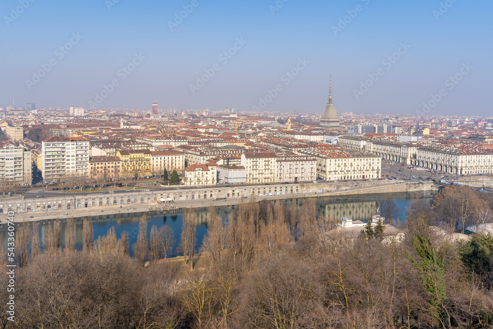 City historic center and the Po River, Turin