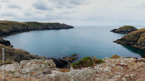 landscape view of the wild and rugged Pembrokeshire coast in Wales photo